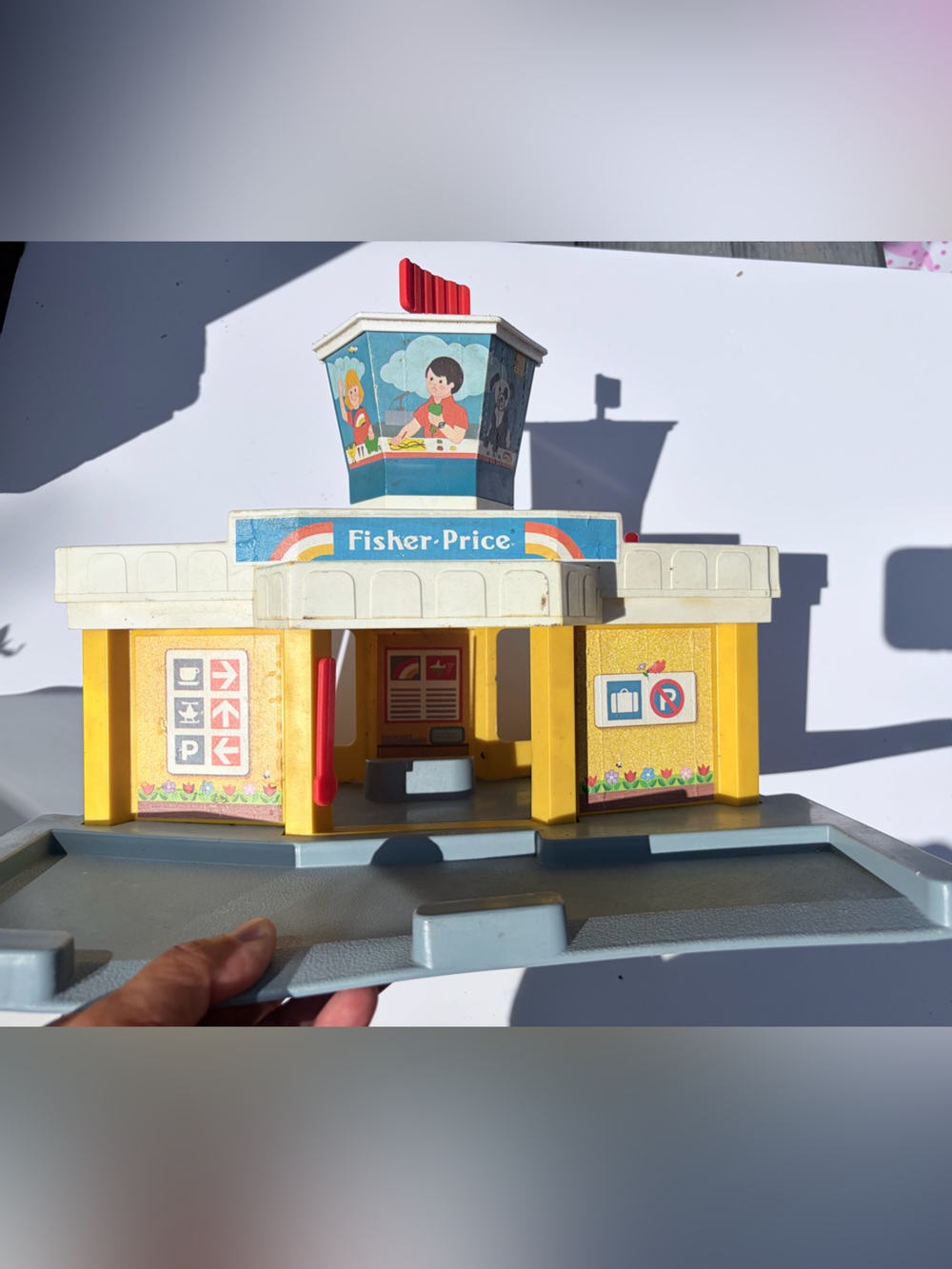 Fisher-Price airport and Lift and Load Depot duo of vintage FP buildings